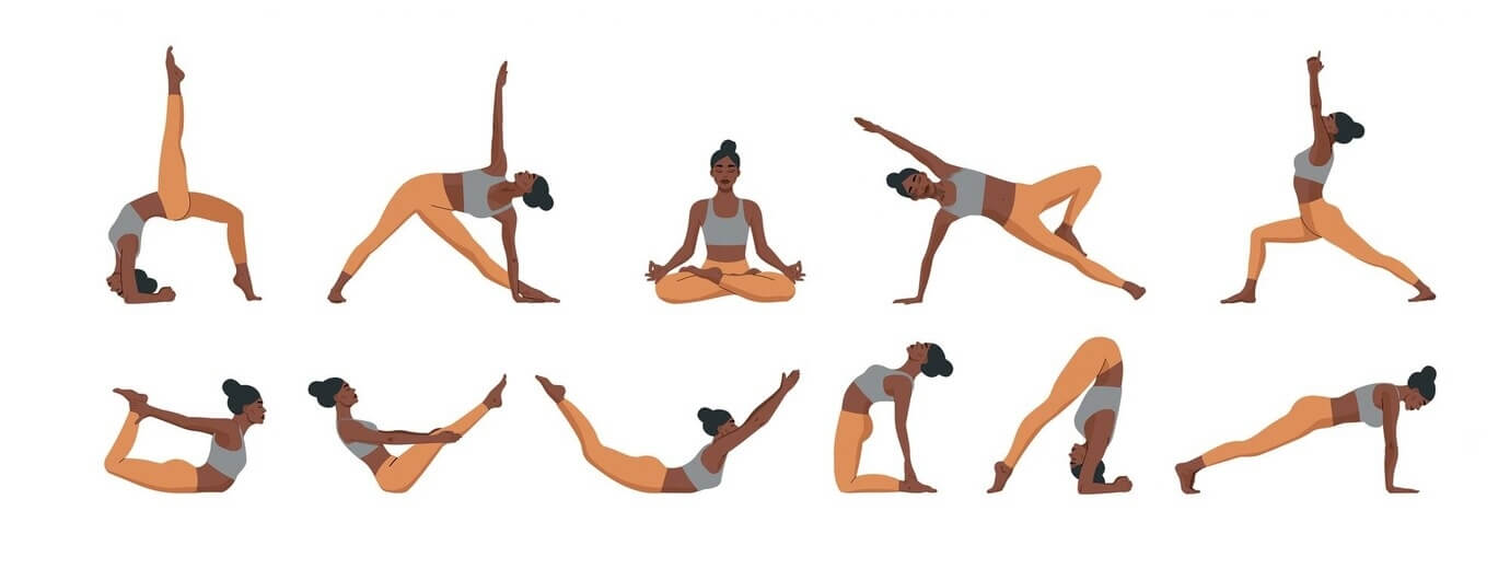 Yoga poses set woman